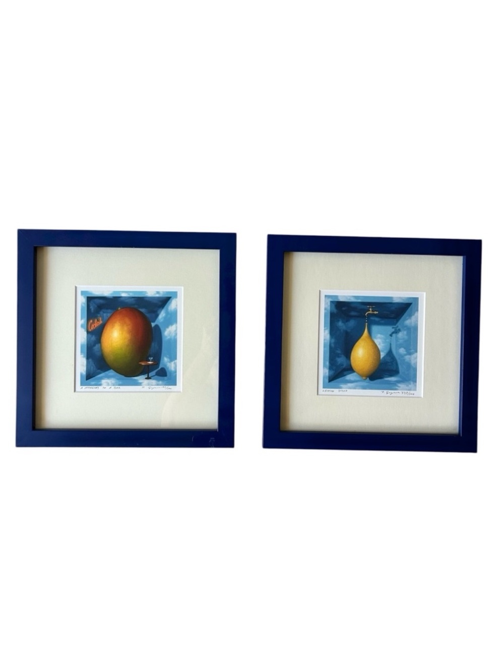 Phill Singer 2 Framed Art Limited Edition Prints A Mangoes to a Bar/ Lemon Drop